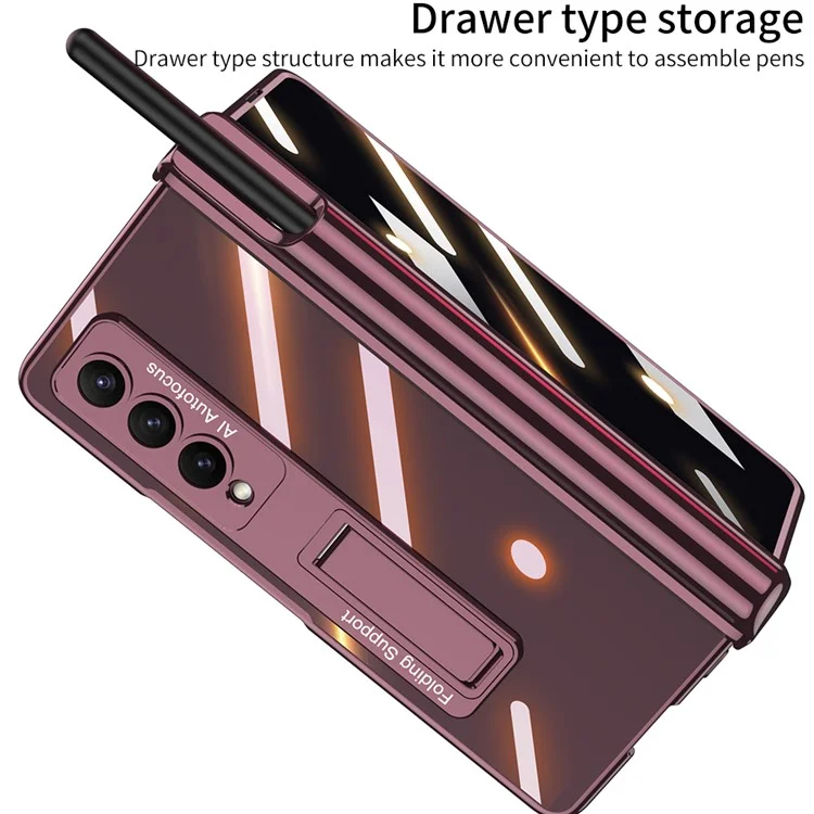 GKK Anti-Spy Slim Case for Samsung Galaxy Z Fold4 5G Hard PC Kickstand Phone Case with Front Screen Protector - Black
