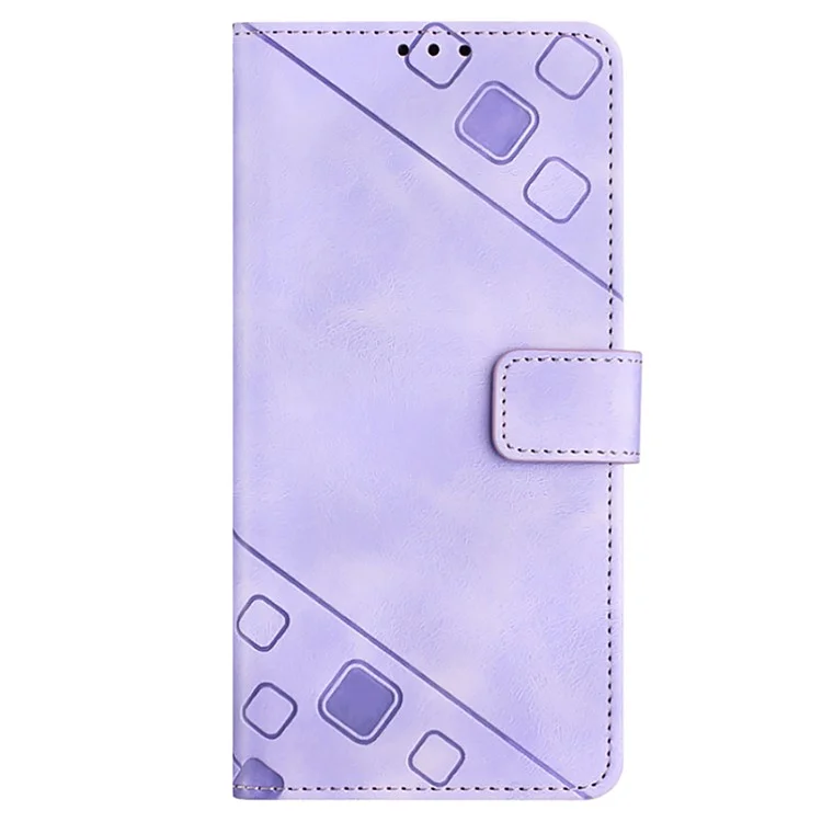 PT005 YB Imprinting Series-6 para Nokia C22 Funda de Billetera de Piel de PU Cubierta Antideslizante - Púrpura Claro