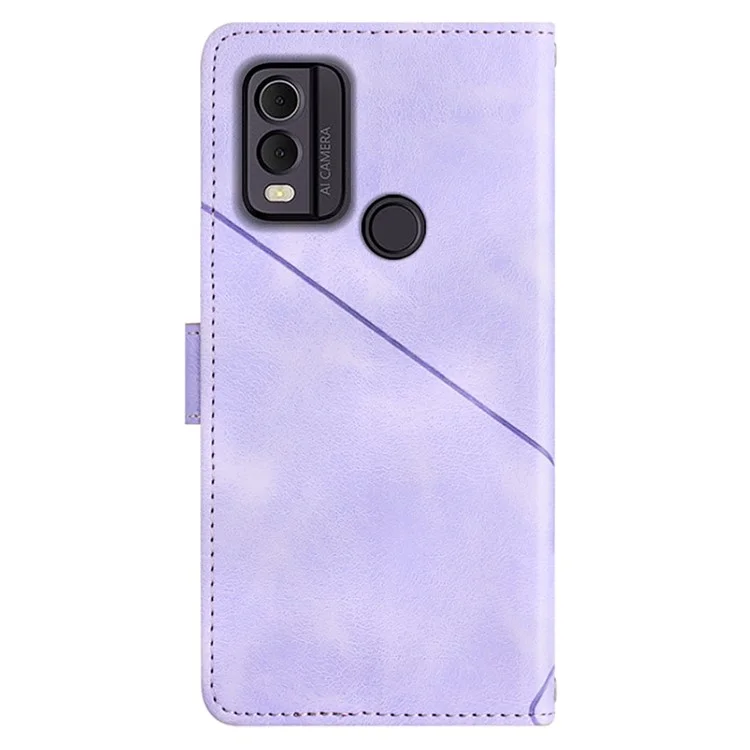 PT005 YB Imprinting Series-6 para Nokia C22 Funda de Billetera de Piel de PU Cubierta Antideslizante - Púrpura Claro
