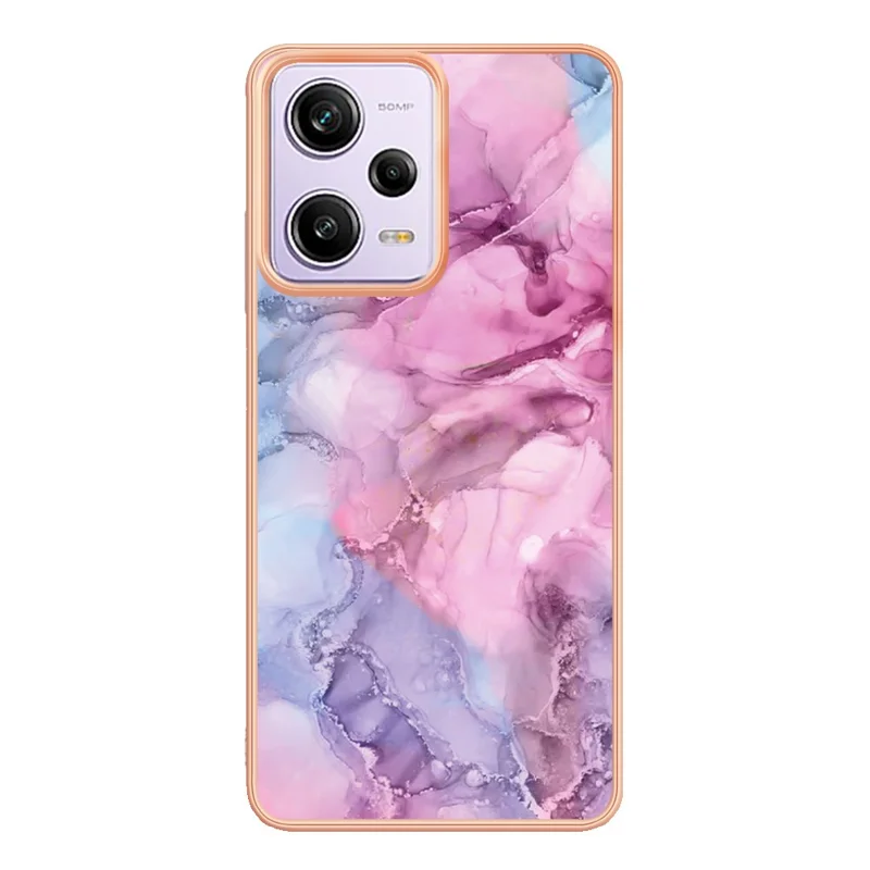 YB IMD Series-16 Style E Phone Case for Xiaomi Redmi Note 12 Pro 5G / Note 12 Pro Speed 5G / Poco X5 Pro 5G TPU 2.0mm IMD Marble Pattern Protective Cover - Rose