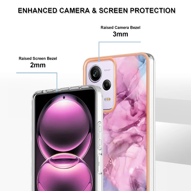 YB IMD Series-16 Style E Phone Case for Xiaomi Redmi Note 12 Pro 5G / Note 12 Pro Speed 5G / Poco X5 Pro 5G TPU 2.0mm IMD Marble Pattern Protective Cover - Rose