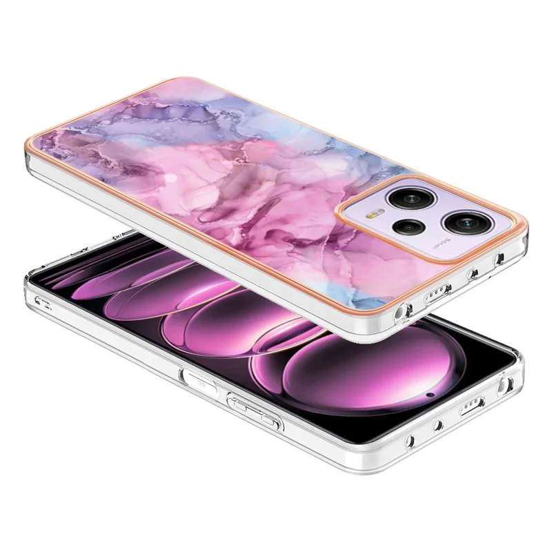 YB IMD Series-16 Style E Phone Case for Xiaomi Redmi Note 12 Pro 5G / Note 12 Pro Speed 5G / Poco X5 Pro 5G TPU 2.0mm IMD Marble Pattern Protective Cover - Rose