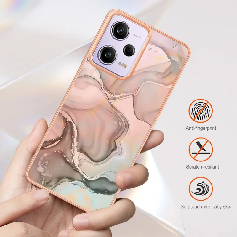 YB IMD Series-16 Style E Phone Case for Xiaomi Redmi Note 12 Pro 5G / Note 12 Pro Speed 5G / Poco X5 Pro 5G TPU 2.0mm IMD Marble Pattern Protective Cover - Rose