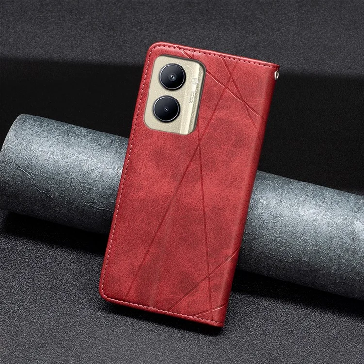 Coque de téléphone à motif d'impression pour Realme C33 2023 4G / C33 4G Étui en cuir PU avec porte-cartes et support téléphonique - Rouge
