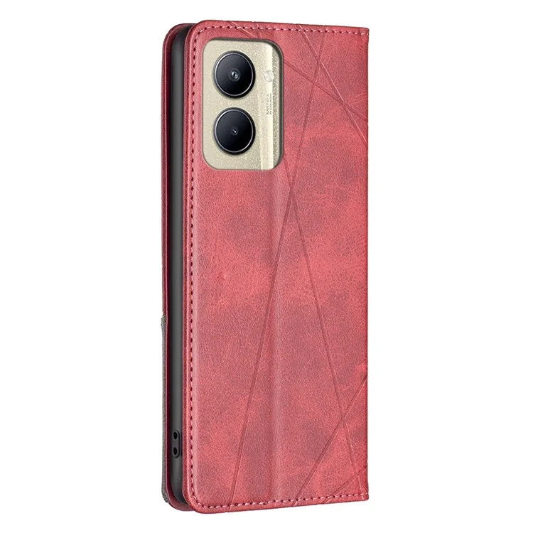 Coque de téléphone à motif d'impression pour Realme C33 2023 4G / C33 4G Étui en cuir PU avec porte-cartes et support téléphonique - Rouge