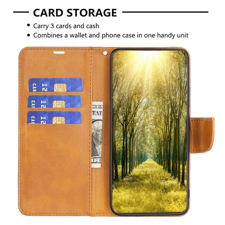 Para Realme C33 2023 4G / C33 4G Solid Color Wallet Protective Shell Textured PU Leather Stand Phone Case - Amarelo