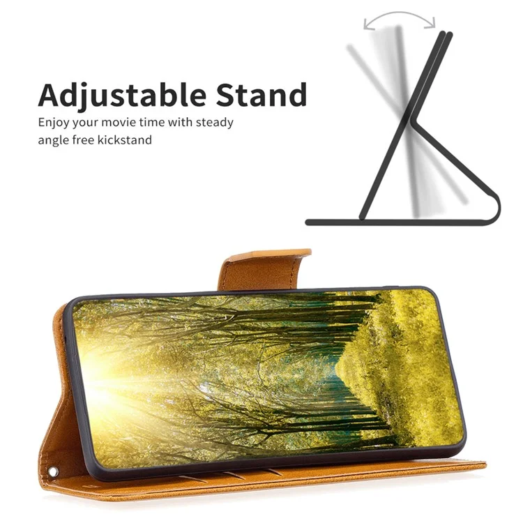 Para Realme C33 2023 4G / C33 4G Solid Color Wallet Protective Shell Textured PU Leather Stand Phone Case - Amarelo