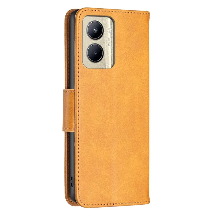 Para Realme C33 2023 4G / C33 4G Solid Color Wallet Protective Shell Textured PU Leather Stand Phone Case - Amarelo