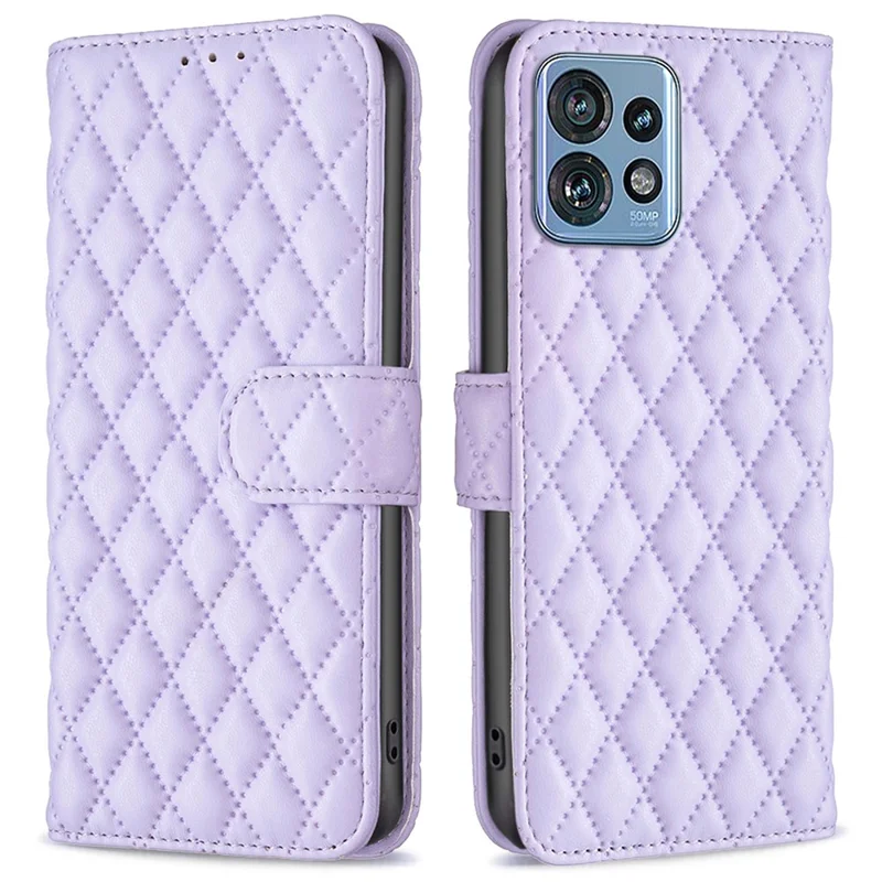 BINFEN COLOR BF Style-14 for Motorola Edge 40 Pro 5G / Moto X40 5G Phone Case Stand PU Leather Wallet Phone Cover - Purple