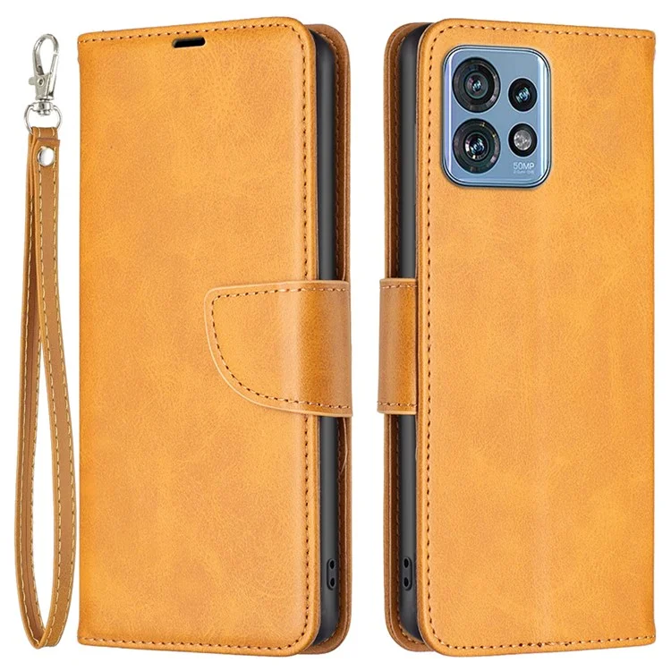 Для Motorola Edge 40 Pro 5G / Moto X40 5G Solid Color Wallet Shell Textured PU Leather Stand Phone Case - Желтый