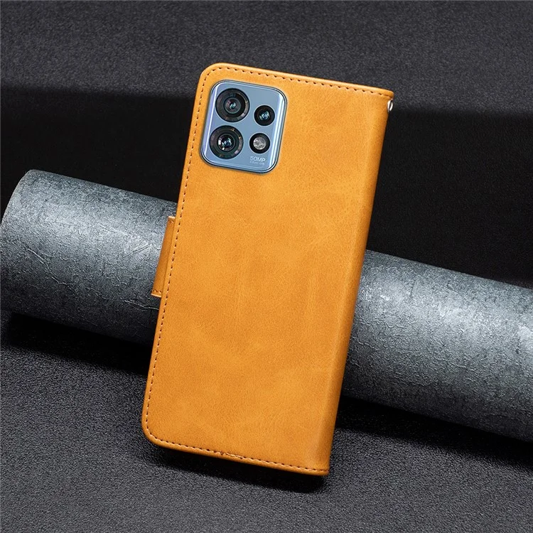 Для Motorola Edge 40 Pro 5G / Moto X40 5G Solid Color Wallet Shell Textured PU Leather Stand Phone Case - Желтый