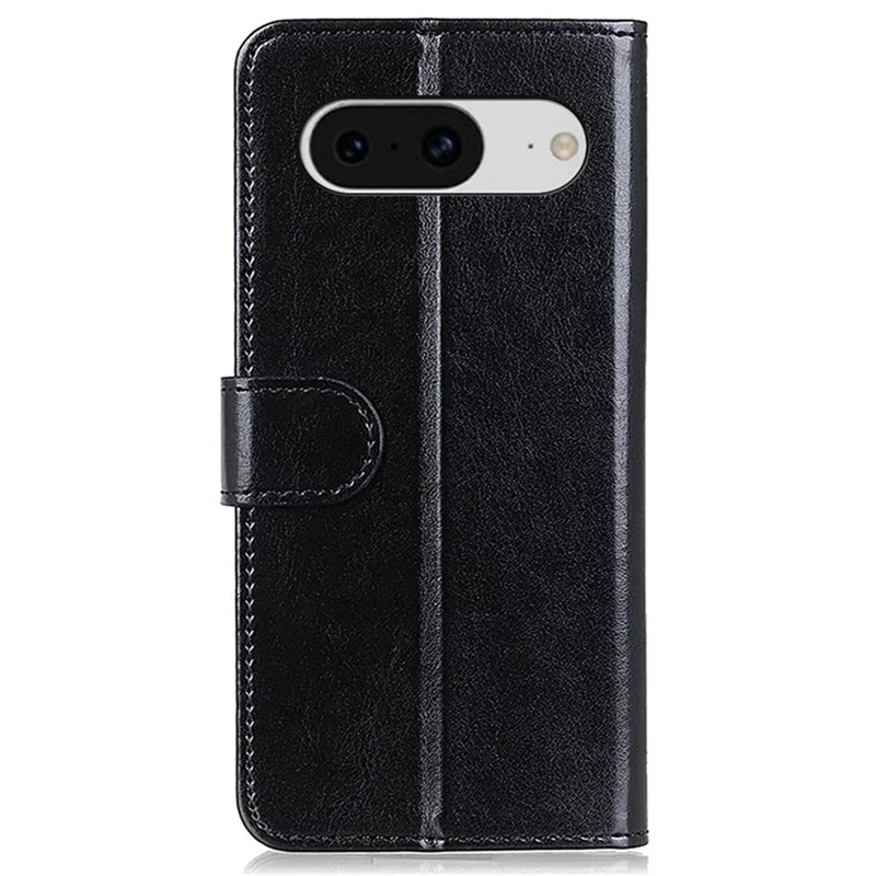 Voor Google Pixel 8 5G PU Leer+TPU Telefoonhoesje Crazy Horse Structuur Gsm Portemonnee Standhoes - Zwart