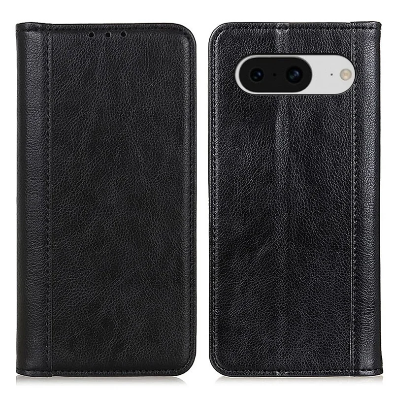 Для Google Pixel 8 Litchi Texture Shockproof Wallet Stand Phone Case Split Leather+TPU Protective Cover - Black