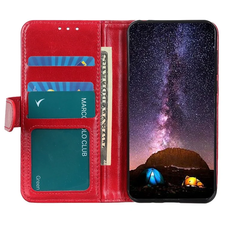 Phone Cover for Google Pixel 8 Pro PU Leather+TPU Wallet Crazy Horse Texture Cellphone Case - Red