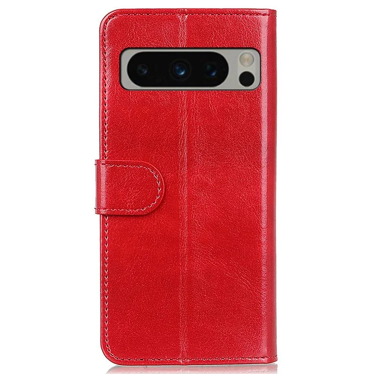Phone Cover for Google Pixel 8 Pro PU Leather+TPU Wallet Crazy Horse Texture Cellphone Case - Red