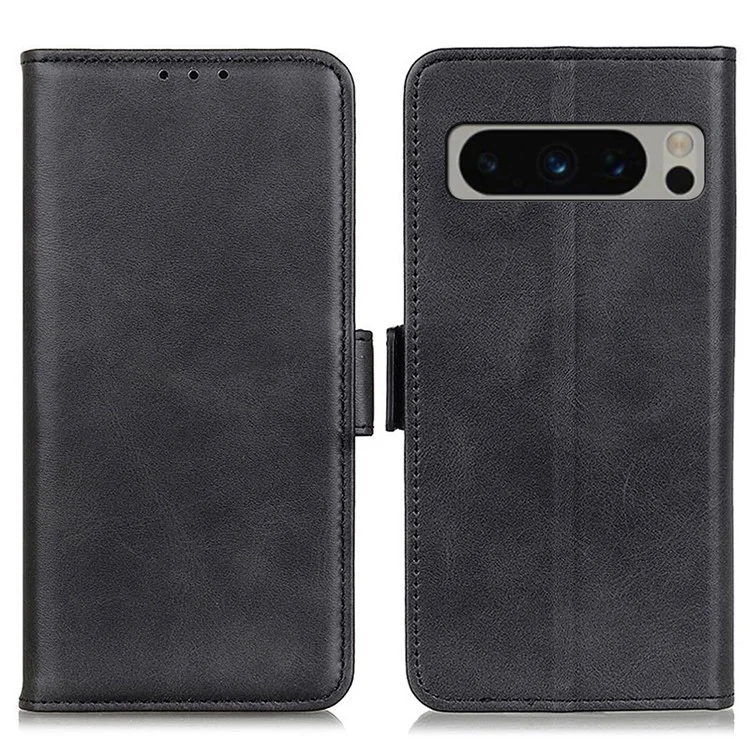 Per Google Pixel 8 Pro Custodia Portafoglio Protettiva Texture in Pelle di Mucca Stand Antiurto Custodia per Telefono - Nero