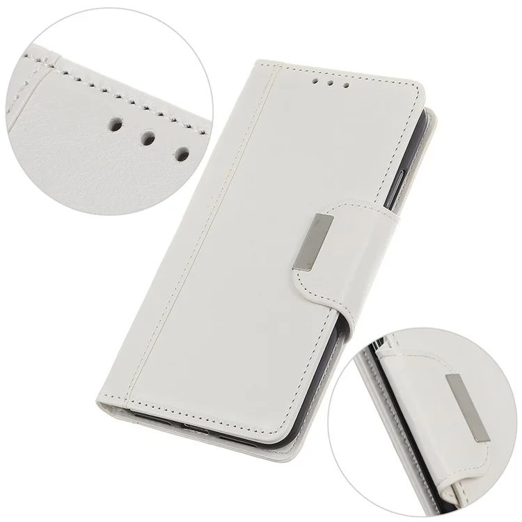 Wallet Case für Google Pixel 8 Pro, Anti-Scratch PU-Leder Kuhfell-Textur Ständer-Handyhülle - Weiß