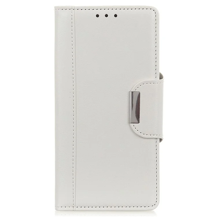 Wallet Case für Google Pixel 8 Pro, Anti-Scratch PU-Leder Kuhfell-Textur Ständer-Handyhülle - Weiß