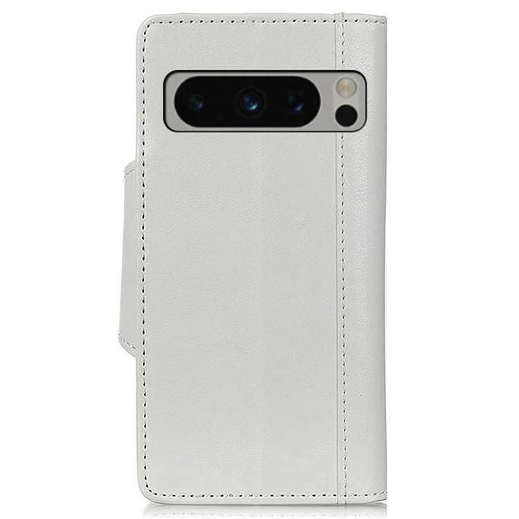 Wallet Case für Google Pixel 8 Pro, Anti-Scratch PU-Leder Kuhfell-Textur Ständer-Handyhülle - Weiß