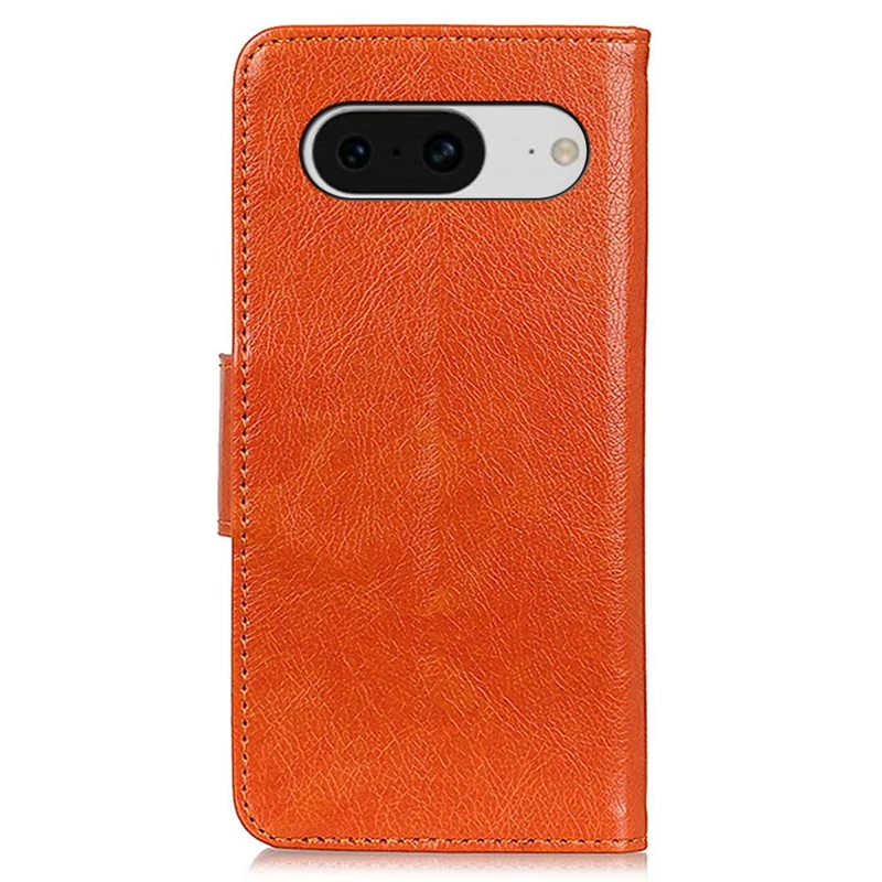 Stand Shell für Google Pixel 8 Split Leder Handyhülle Nappa Textur Brieftasche Cover - Orange