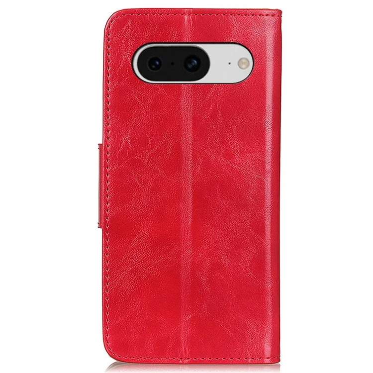 Per Google Pixel 8 Split Leather Phone Wallet Case Crazy Horse Texture Stand Cell Phone Cover - Rosso