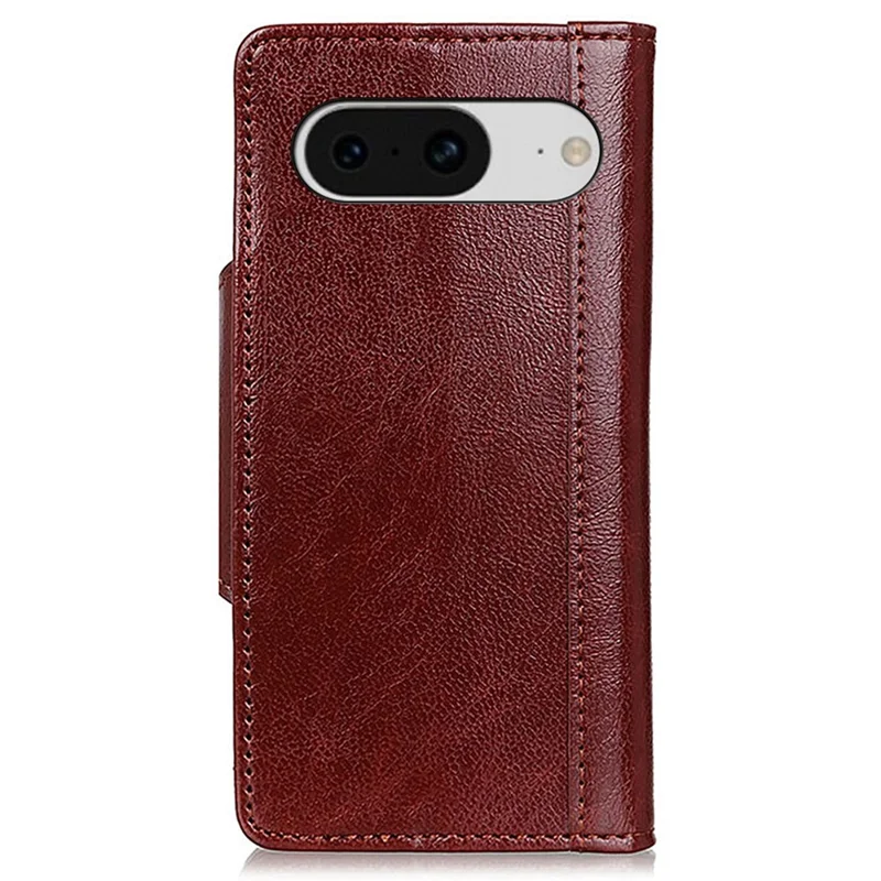 Phone Wallet Case for Google Pixel 8 , Anti-scratch PU Leather Cowhide Texture Stand Cover - Brown