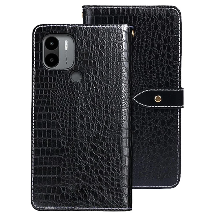 IDEWEI Pour Xiaomi Poco C51 4G Étui Portefeuille en Cuir PU Texture Crocodile Anti-chute Avec Support - Noir