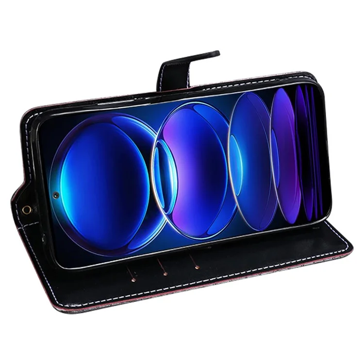 IDEWEI Pour Xiaomi Poco C51 4G Étui Portefeuille en Cuir PU Texture Crocodile Anti-chute Avec Support - Noir