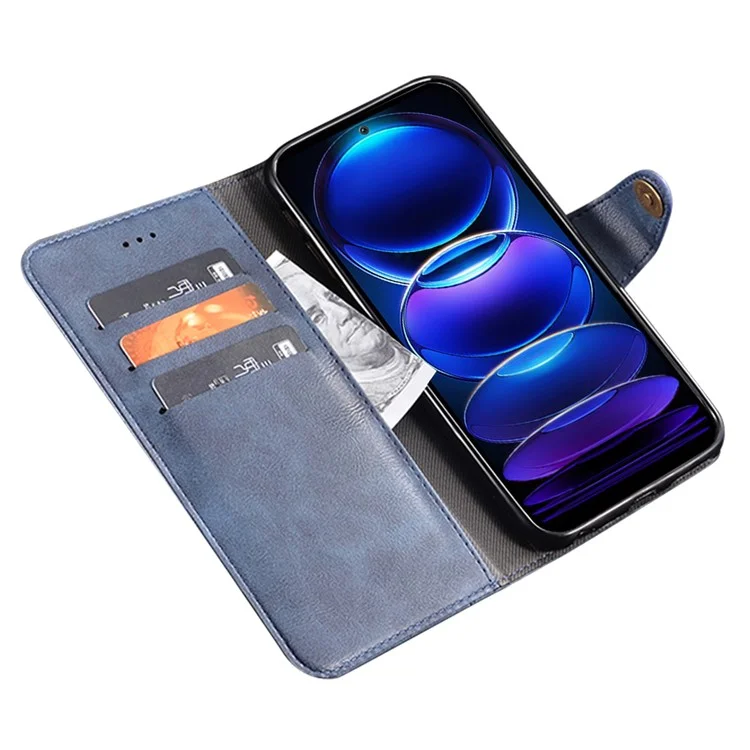 IDEWEI Para Xiaomi Poco C51 4G Capa de Carteira de Couro PU de Proteção Total - Azul