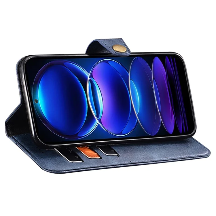 IDEWEI Para Xiaomi Poco C51 4G Capa de Carteira de Couro PU de Proteção Total - Azul