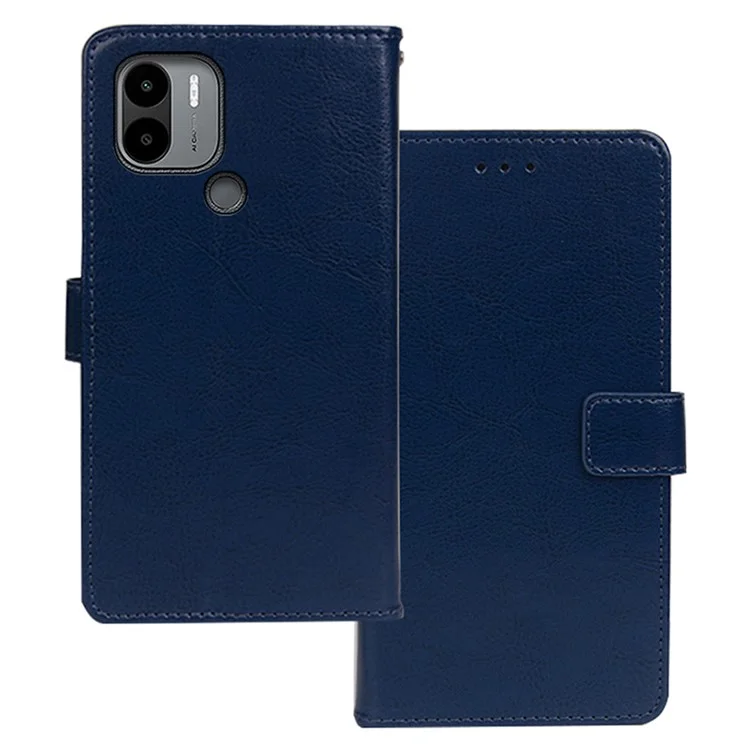 IDEWEI Für Xiaomi Poco C51 4G Wallet Phone Case Crazy Horse Texture PU Leder Stehen Flip Cover - Blau