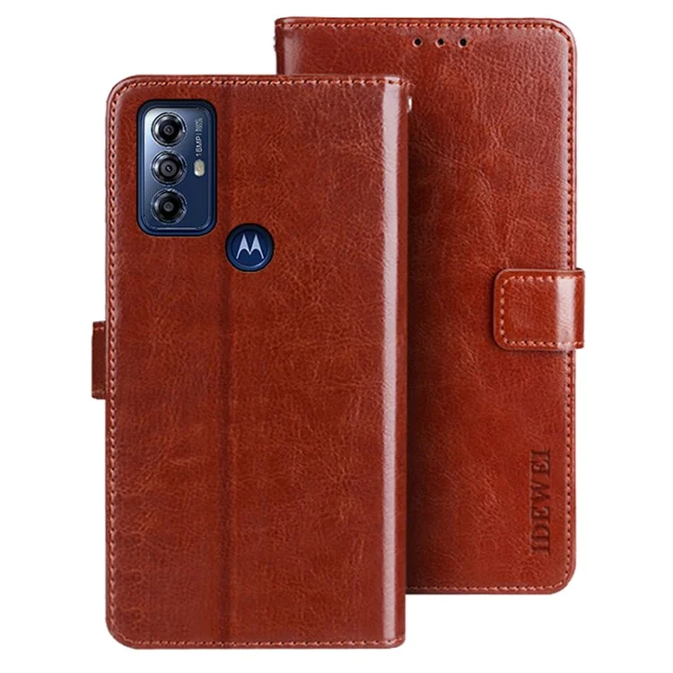 IDEWEI For Motorola Moto G Play (2023) 4G PU Leather Phone Case Crazy Horse Texture Stand Wallet Cover - Brown