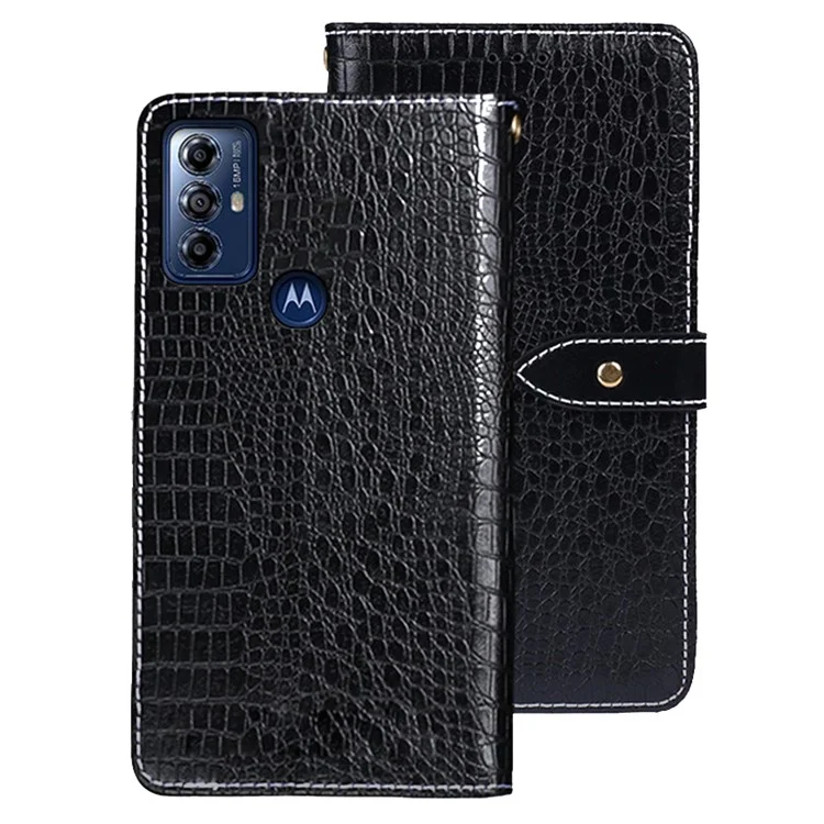 IDEWEI For Motorola Moto G Play (2023) 4G Wallet Phone Case Crocodile Texture PU Leather Cover with Stand - Black