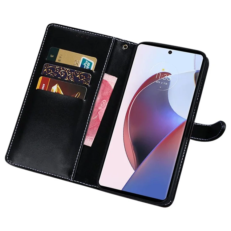 IDEWEI For Motorola Moto G Play (2023) 4G Wallet Phone Case Crocodile Texture PU Leather Cover with Stand - Black