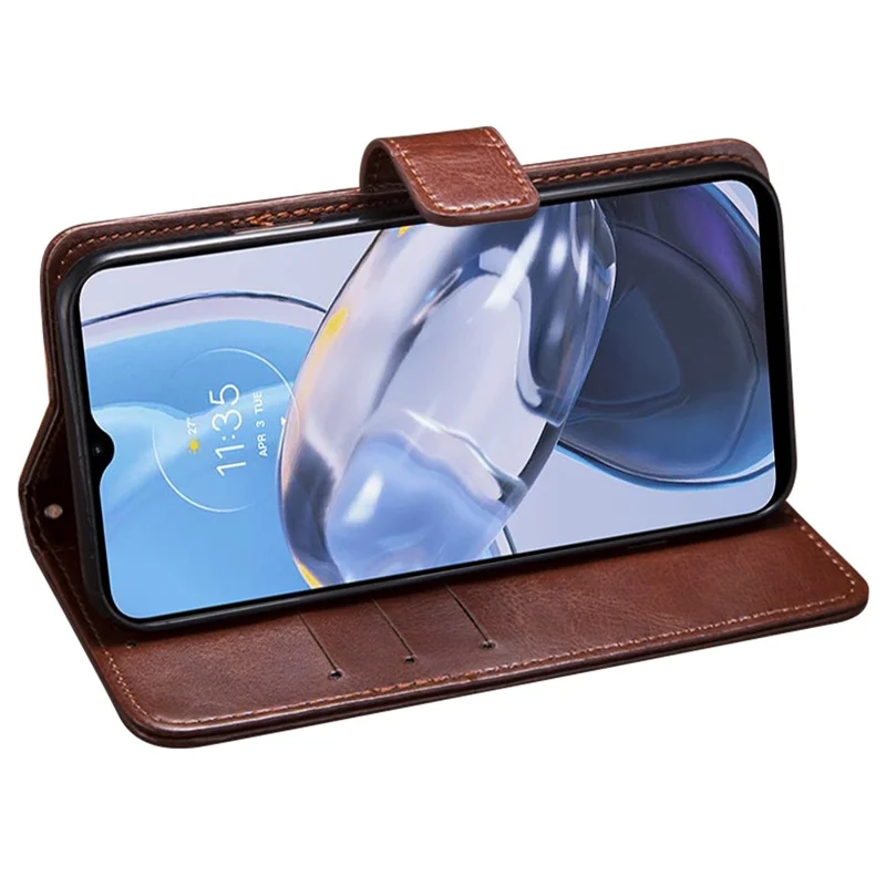 IDEWEI For Motorola Moto E13 4G Wallet Phone Case Crazy Horse Texture Stand PU Leather Cover - Brown