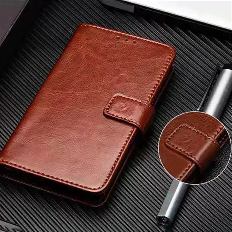 IDEWEI For Motorola Moto E13 4G Wallet Phone Case Crazy Horse Texture Stand PU Leather Cover - Brown
