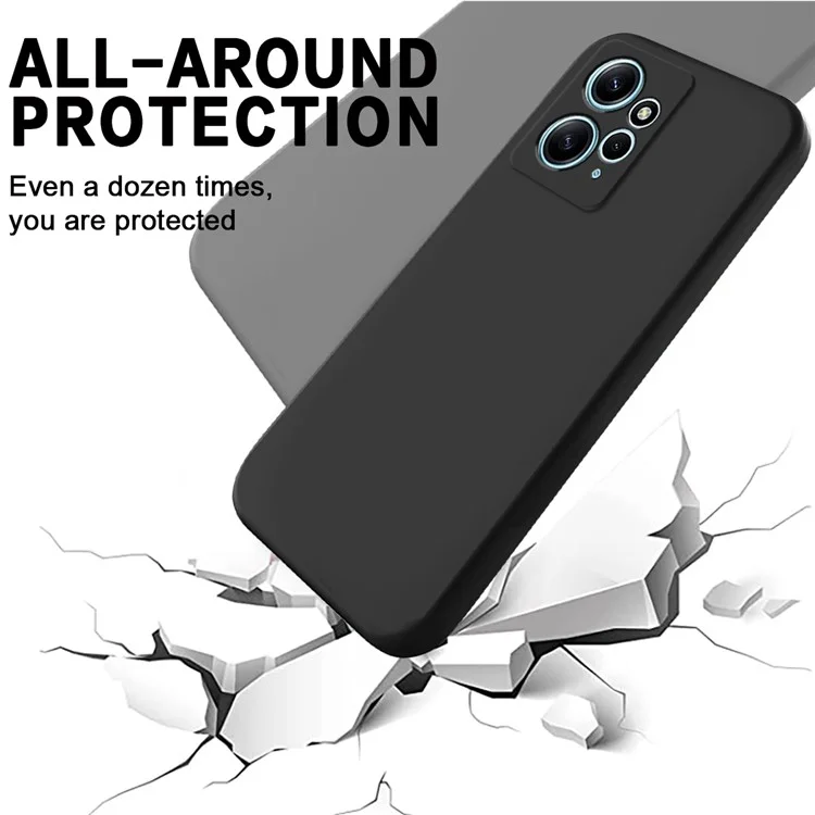 Écouteur de Téléphone Pour Xiaomi Redmi Note 12 4g, Couverture Résistante à la Doublure Souple en Silicone Liquide Avec Sangle - Noir