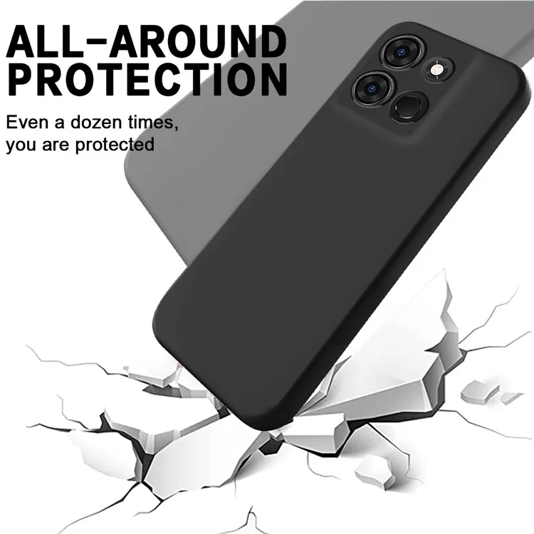 Für Infinix Smart 7 4G Anti-Drop Phone Back Cover Liquid Silicone Soft Lining Phone Case mit Trageriemen - Schwarz