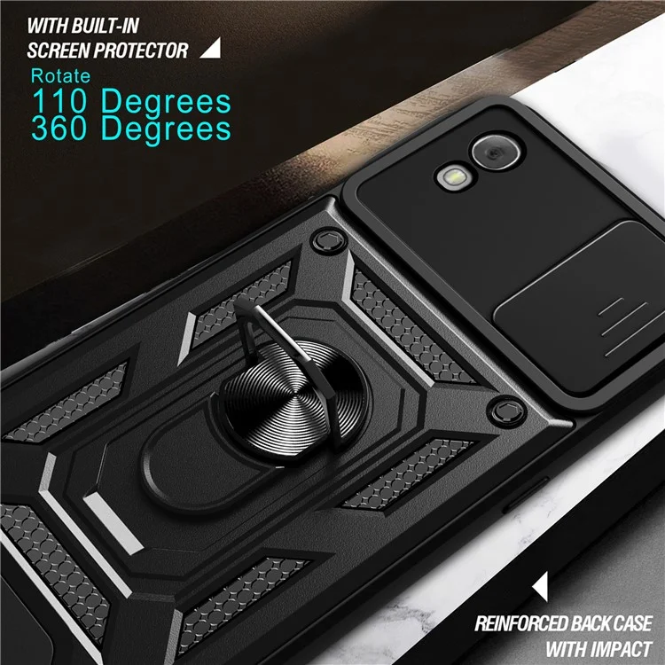 Funda protectora para teléfono con patilla antirrasguños de PC+TPU para TCL 30 Z Slide Lens Protection Cover - Negro
