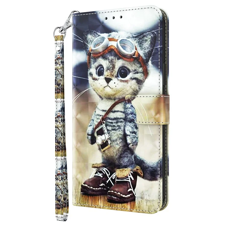 PU Leather Flip Cover for Xiaomi 13 Lite / Civi 2 Wallet Phone Case 3D Pattern Printing Phone Shell with Strap - Standing Cat