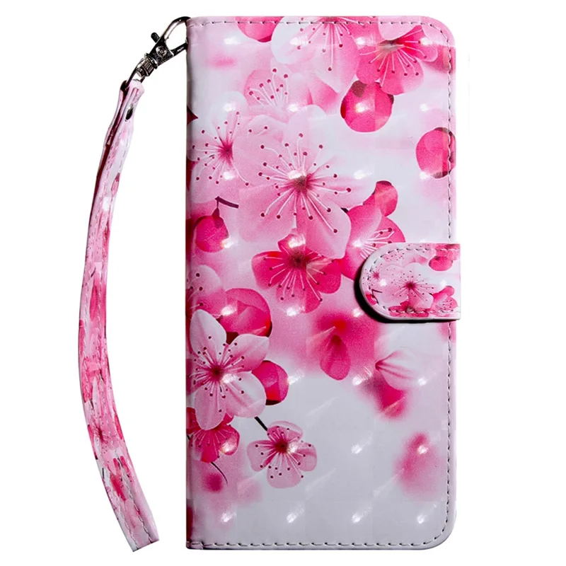 PU Leather Flip Cover for Xiaomi 13 Lite / Civi 2 Wallet Phone Case 3D Pattern Printing Phone Shell with Strap - Red Flower