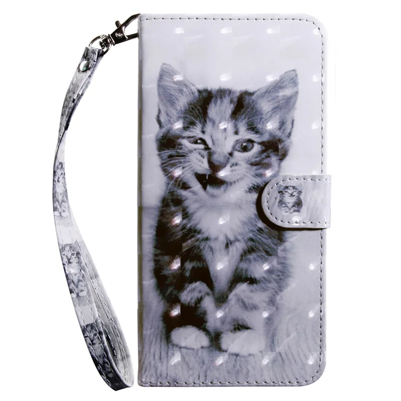 PU Leather Flip Cover for Xiaomi 13 Lite / Civi 2 Wallet Phone Case 3D Pattern Printing Phone Shell with Strap - Cat