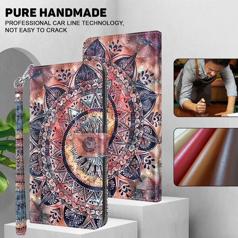 Étui à rabat en cuir PU pour Xiaomi 13 Lite / Civi 2 Étui de téléphone portefeuille Impression de motif 3D Coque de téléphone avec bandoulière - Couleur Mandala