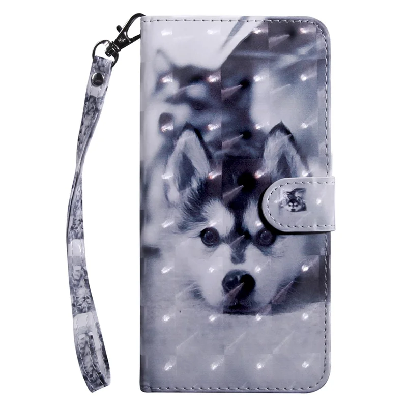 Funda tipo cartera de piel de poliuretano para Xiaomi 13 Lite / Civi 2, con impresión de patrón 3D y correa - Husky