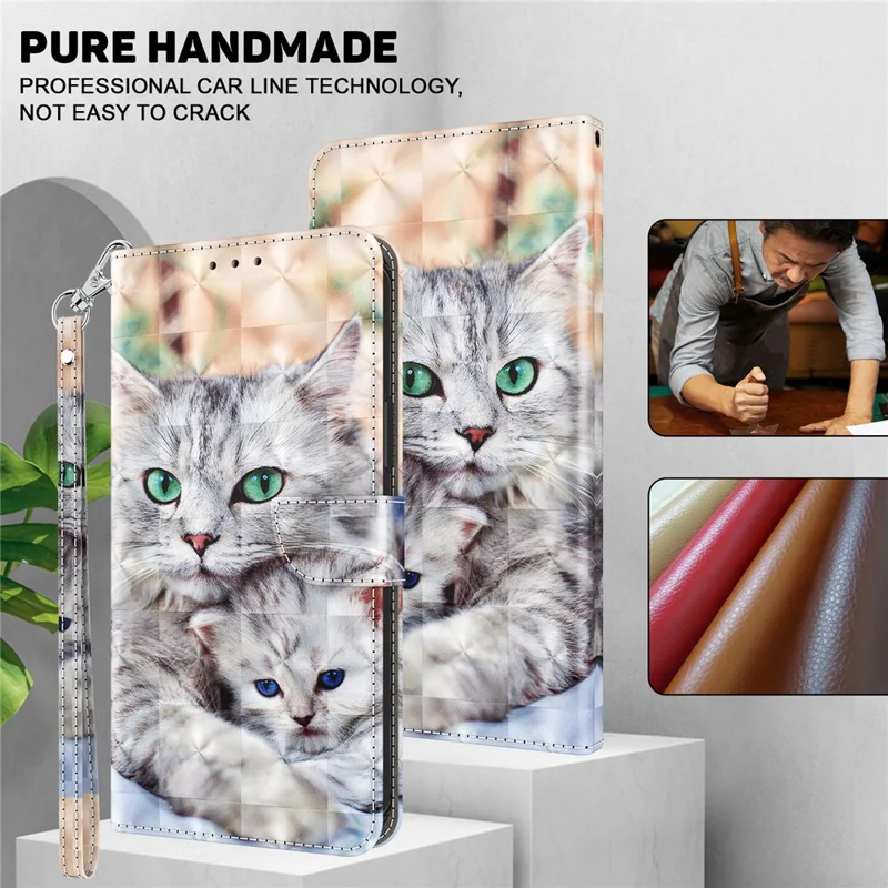 PU Leather Flip Cover for Xiaomi 13 Lite / Civi 2 Wallet Phone Case 3D Pattern Printing Phone Shell with Strap - Two Cats
