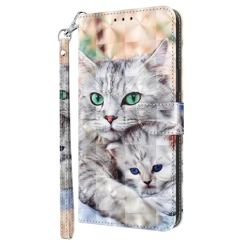 PU Leather Flip Cover for Xiaomi 13 Lite / Civi 2 Wallet Phone Case 3D Pattern Printing Phone Shell with Strap - Two Cats