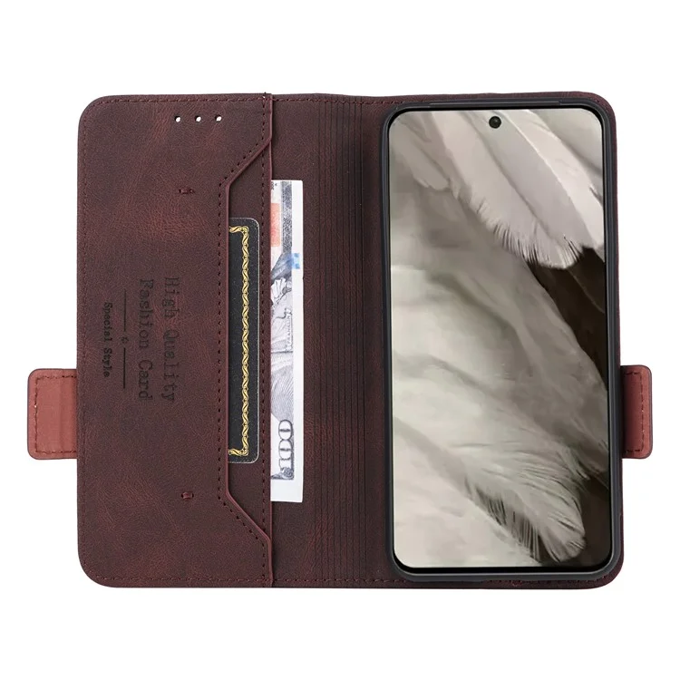 Per Google Pixel 8 Hardware Decor PU Leather Phone Case Wallet Stand Phone Cover - Caffè