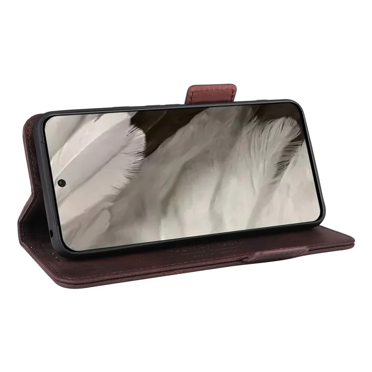 Per Google Pixel 8 Hardware Decor PU Leather Phone Case Wallet Stand Phone Cover - Caffè