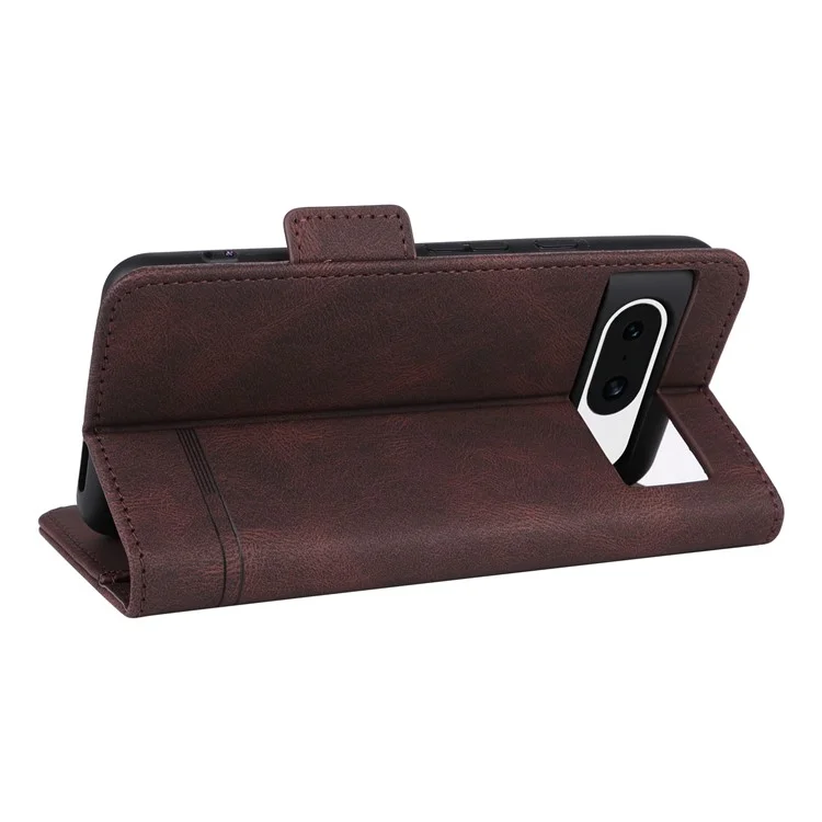 Per Google Pixel 8 Hardware Decor PU Leather Phone Case Wallet Stand Phone Cover - Caffè