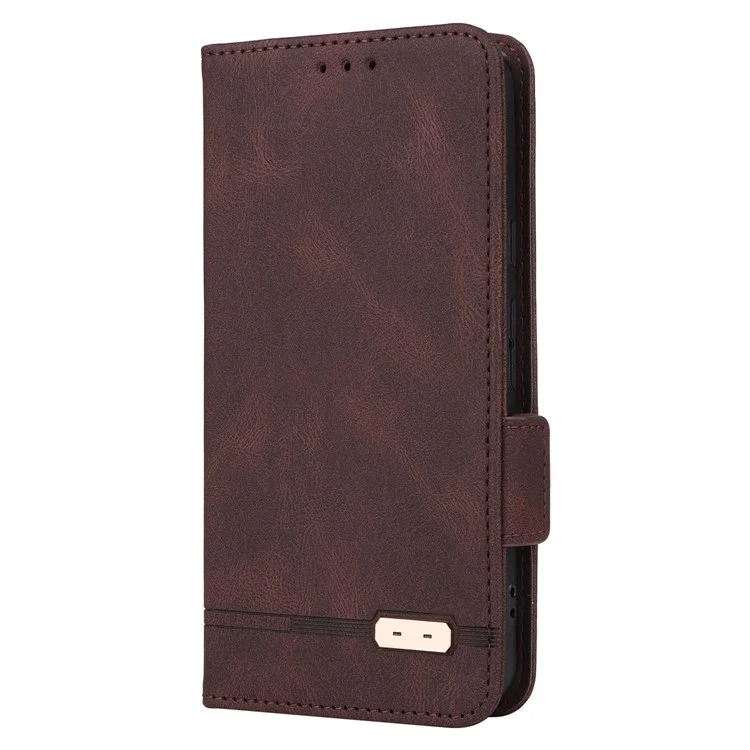 Per Google Pixel 8 Hardware Decor PU Leather Phone Case Wallet Stand Phone Cover - Caffè